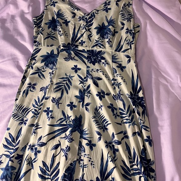 Midi dress blue paisley print umbrella cut - Picture 4 of 5